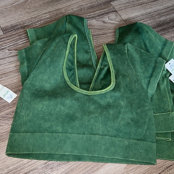 aerie seamless ribbed green crop - Picture 6 of 6